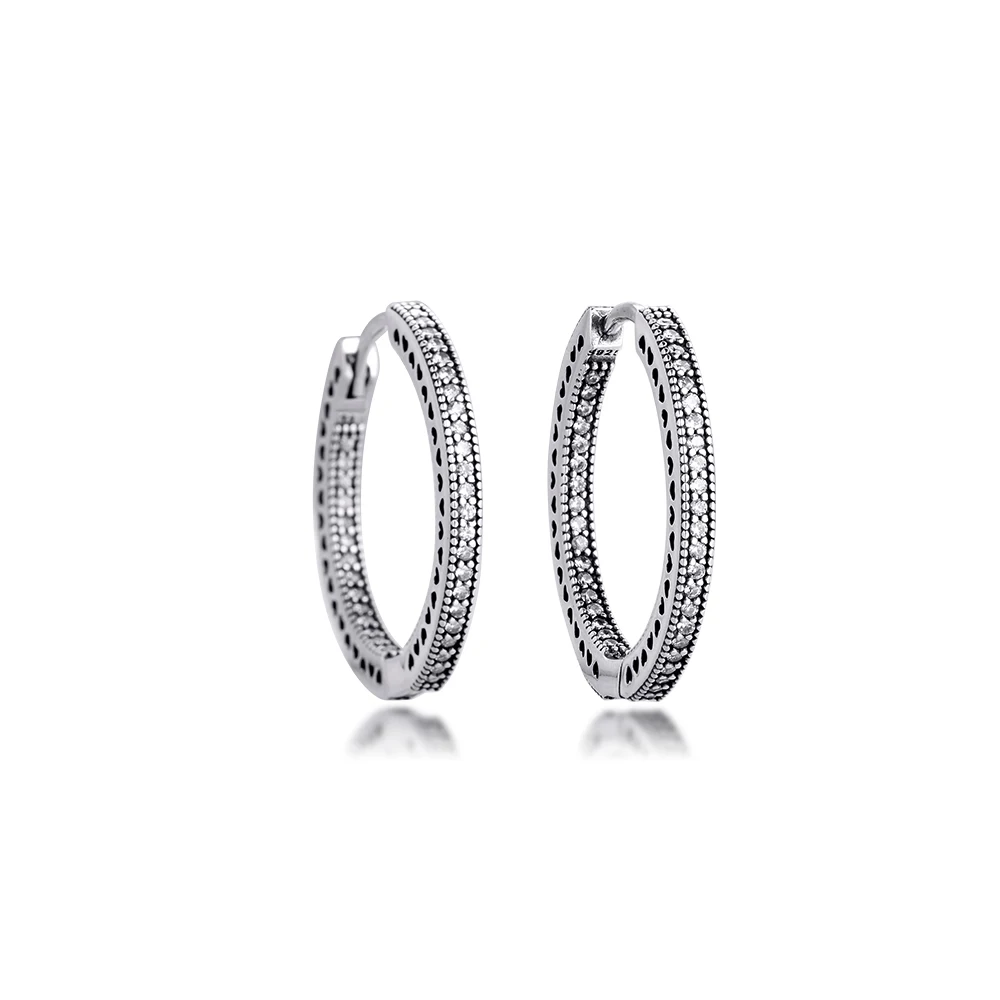 Серьги кольца женские из серебра 925 пробы 27 мм|heart hoop earrings|heart silver earringsheart earrings |