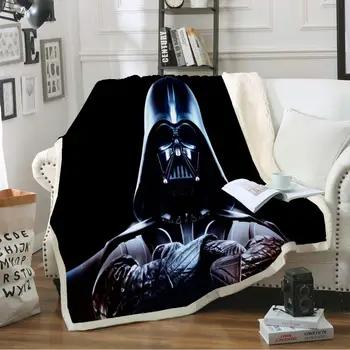 

Darth Vader Black Blanket Stars Wars Sherpa Fleece Travel Office Blanket Sofa Bed Cover Custom Warm Home Bedding for Kids Teens