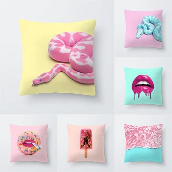 

Pillowcase Hot Pink Animal Pillowcase Color Creative Sofa Pillow Car Cushion Cover Children's Room Decoration Pillowcase