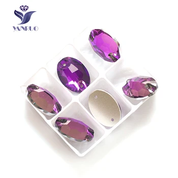 

YANRUO 3210 Oval Amethyst Sewn Rhinestones Sew On Glass Stones Sewing Dress Applique Sew on Rhinestones Clothes