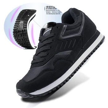 

Men Fashion Sneakers Outdoor Soft Walking Comfortable Man Flat Shoes Gray Black Spring Autumn Male Trainer Quality