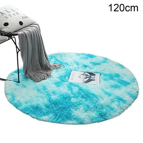 Blue 120CM Пушистый круглый ковер ковры для гостиной длинный плюшевый ковер детская комната ковры из искусственного меха для спальни мохнатый ковер домашний современный коврик - Цвет: Blue 120CM