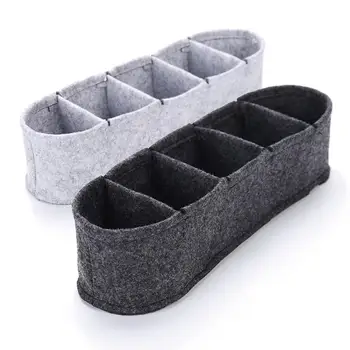 

Durable Felt Material 5 Pockets Stocking Underwear Jewelry Storage Basket Case Sundries Organizer 29cm x 9cm x 6.5cm