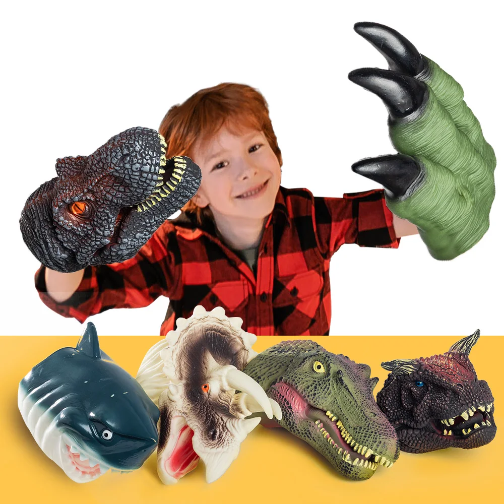 Ragazzi Dino Guanti Battle Dinosaur Head Guanti Dino Velocraptor Artigli Accessori Anime Adulti Dragon Hand Burattino Regali Per Bambini