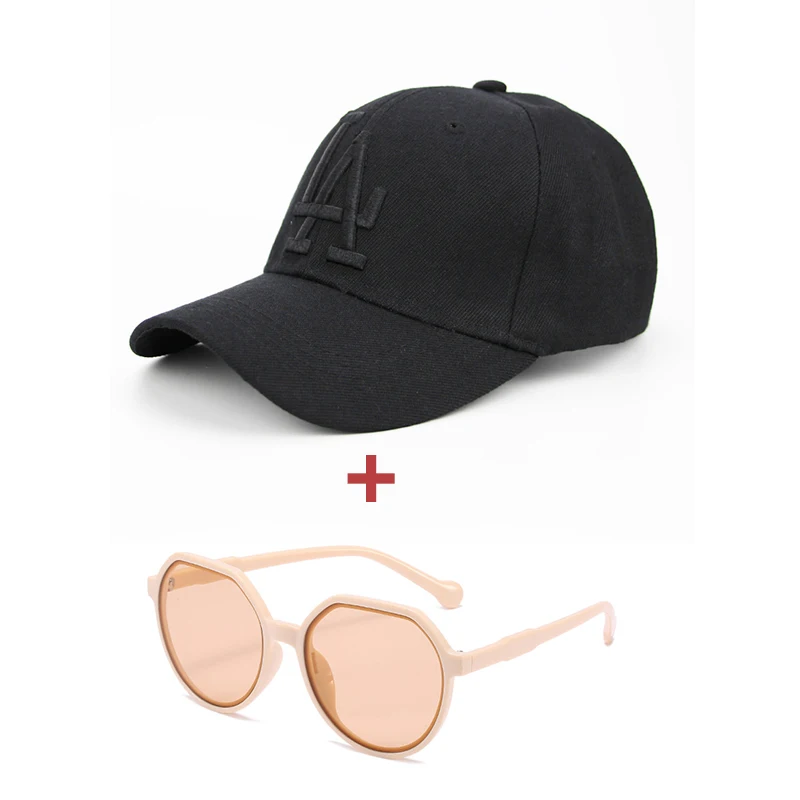 men's wool baseball cap Fashion Baseball Cap Glasses Set Men Women Letter LA Embroidered Snapback Hat with Sunglasses Outdoor Visor Hat Sunshade Glasses red dad cap Baseball Caps