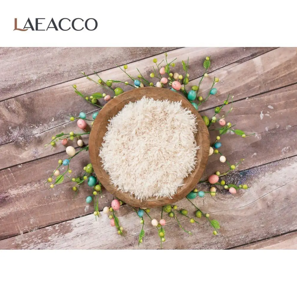 

Laeacco Wood Board Easter Eggs Spring Sprout Flowers Planks Baby Newborn Portrait Photo Background Photo Backdrop Photo Studio