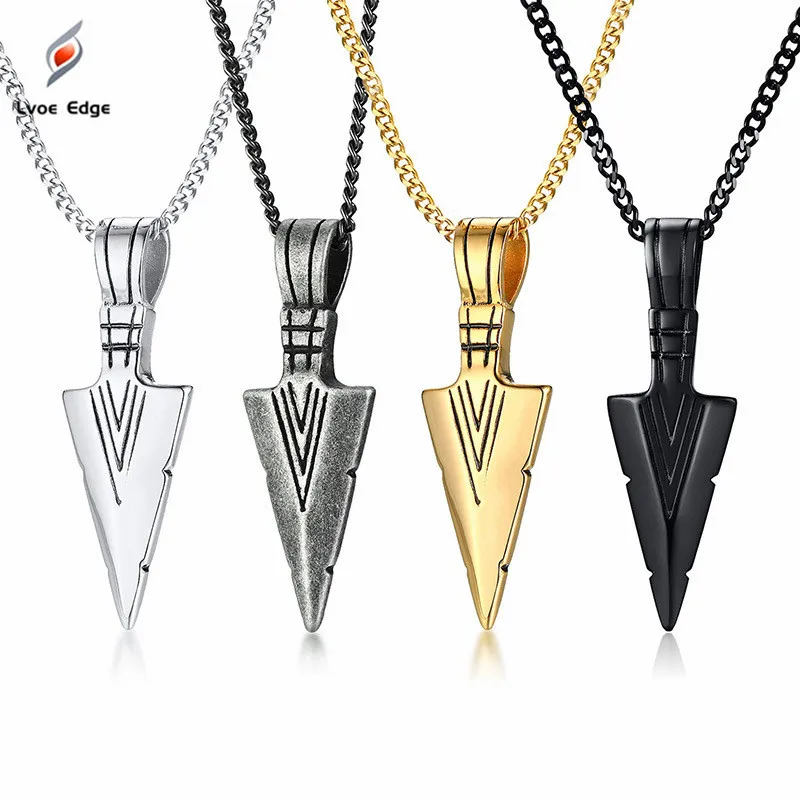 

new Trendy Stainless Steel Arrow Design Pendant Men Necklace With Box Link Chain 316L Steel man Jewelry Accessories Gift