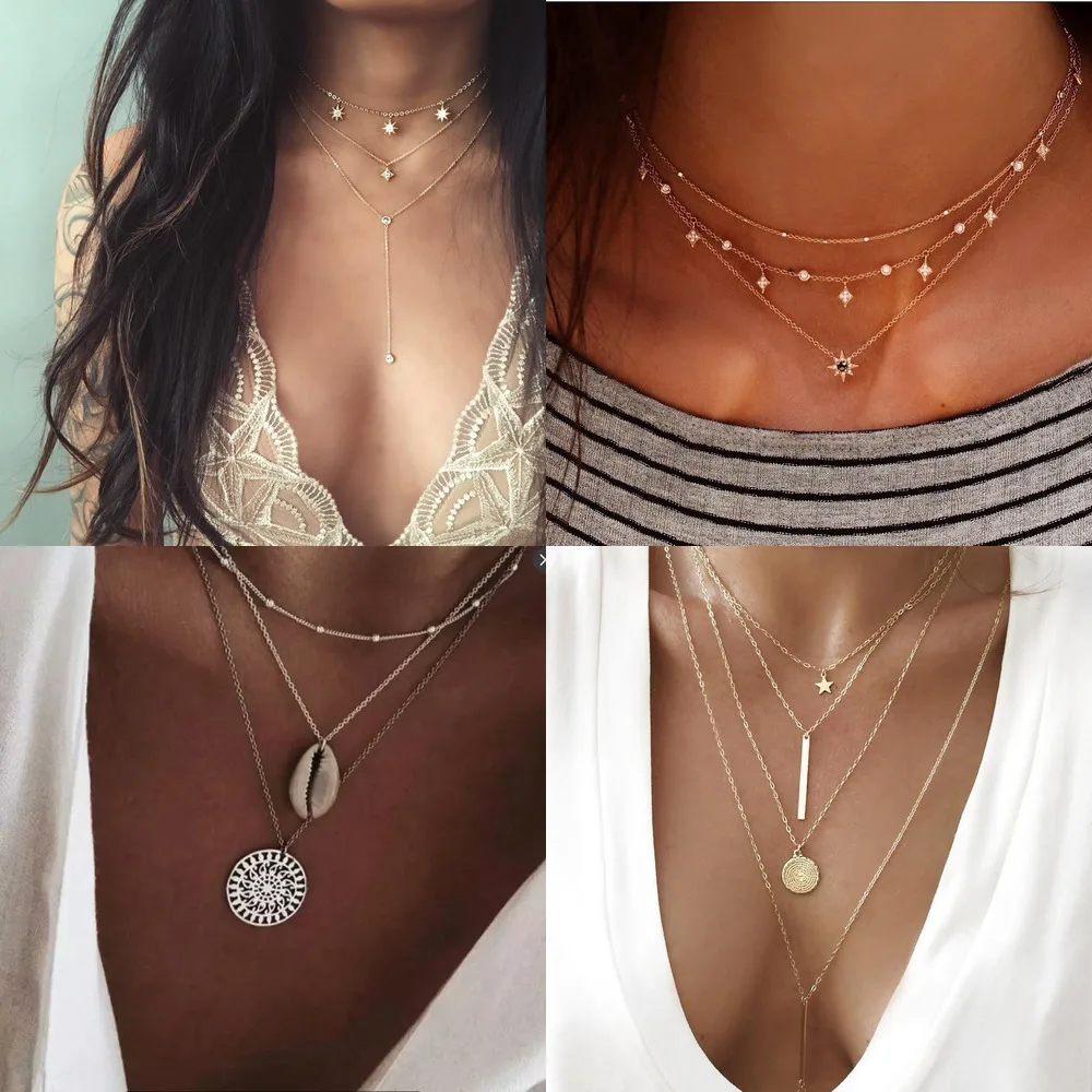 Bohemian Fashion Shell Necklaces & Pendants for 2019 Vintage Multilayer Choker Necklace Women Collier Femme Collares Jewelry