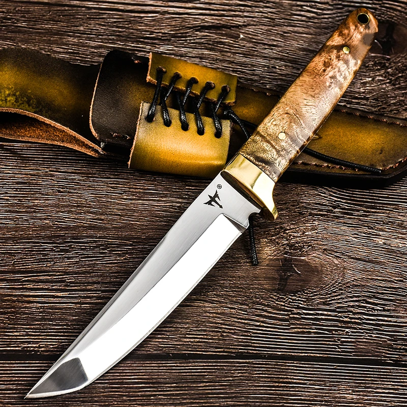 D2 Steel Blade Fixded Knife Survival Camping Hunting Eumwood Handle Straight Outdoor Tool 60 HRC Hardness | Инструменты