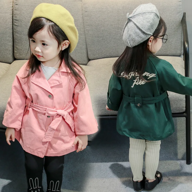 

2020 Spring New Style GIRL'S Coat Korean-style Children Back English Long Trench Coat Baby Fashion