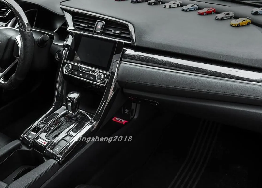 Модификация автомобиля аксессуары для автомобиля черная текстура полное украшение интерьера автомобиля Накладка для Honda Civic
