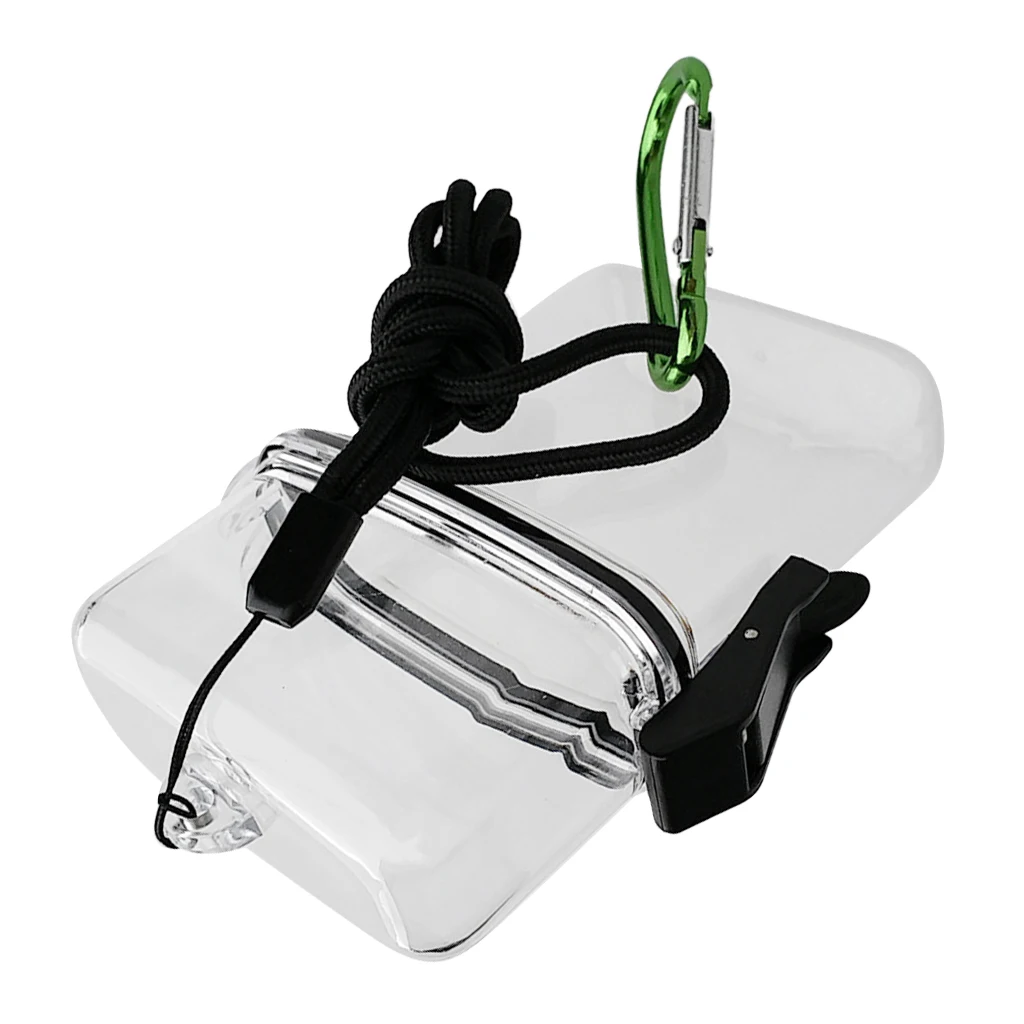 Waterproof Dry Box Container Case & Rope Carabiner Hook for Scuba Diving Snorkeling Kayaking Surfing Swimming Boating Floating