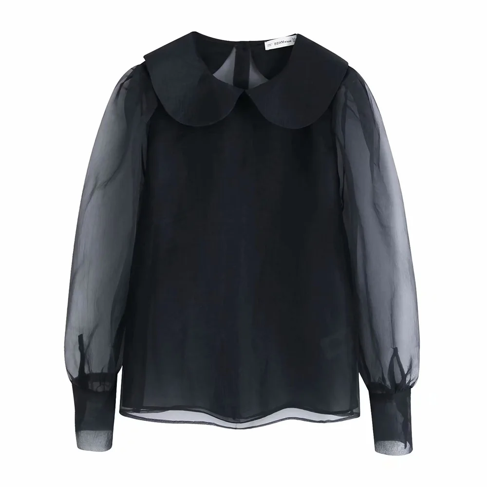 Осень 2019 женская новая рубашка с длинными рукавами и маленьким круглым отворотом