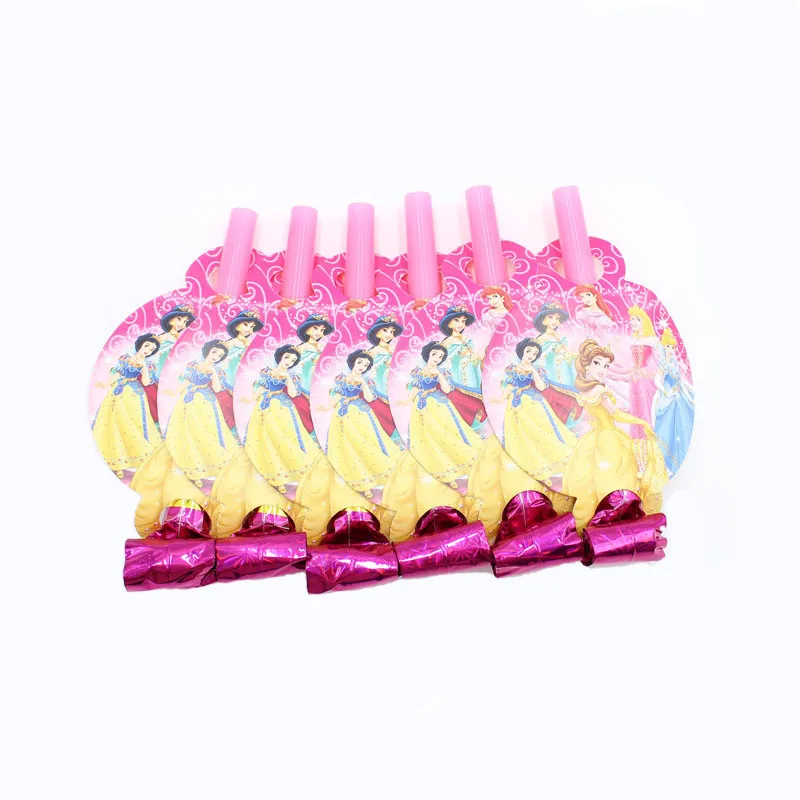 Вечерние Декорации принцессы для девочек на день рождения, одноразовые столовые приборы, бумажные тарелки, чашки, набор воздушных шаров, вечерние принадлежности - Color: Blowout-6pcs