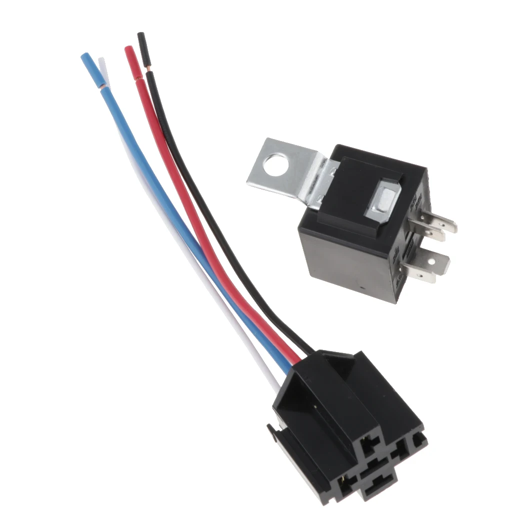 DC 12V Car SPDT Automotive Relay 4 Pin 4 Wires W/ Harness Socket 40A