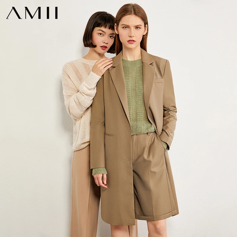 AMII минимализм осенний женский свитер LazyStyle Модный Полосатый свободный Женский