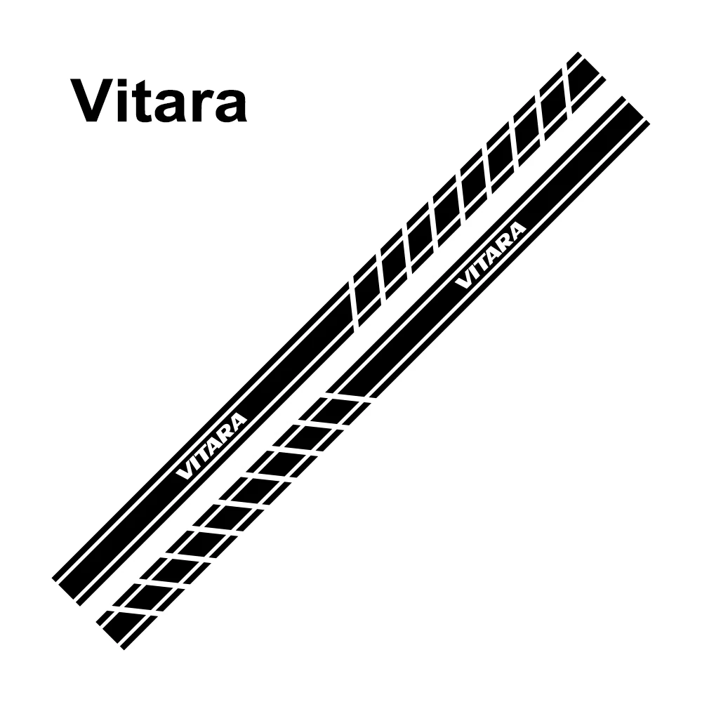 2 шт., наклейки для двери автомобиля, боковой юбки в полоску, наклейки для Suzuki Swift SX4 Jimny Ignis Alto Samurai Baleno Grand Vitara, аксессуары - Название цвета: For Vitara