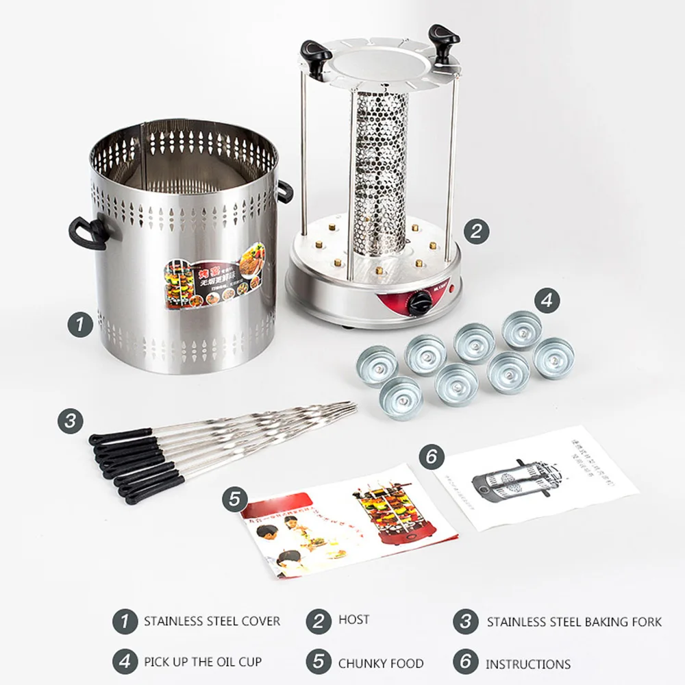 Electric smokeless skewers automatic rotating 10-prong timing barbecue machine 4