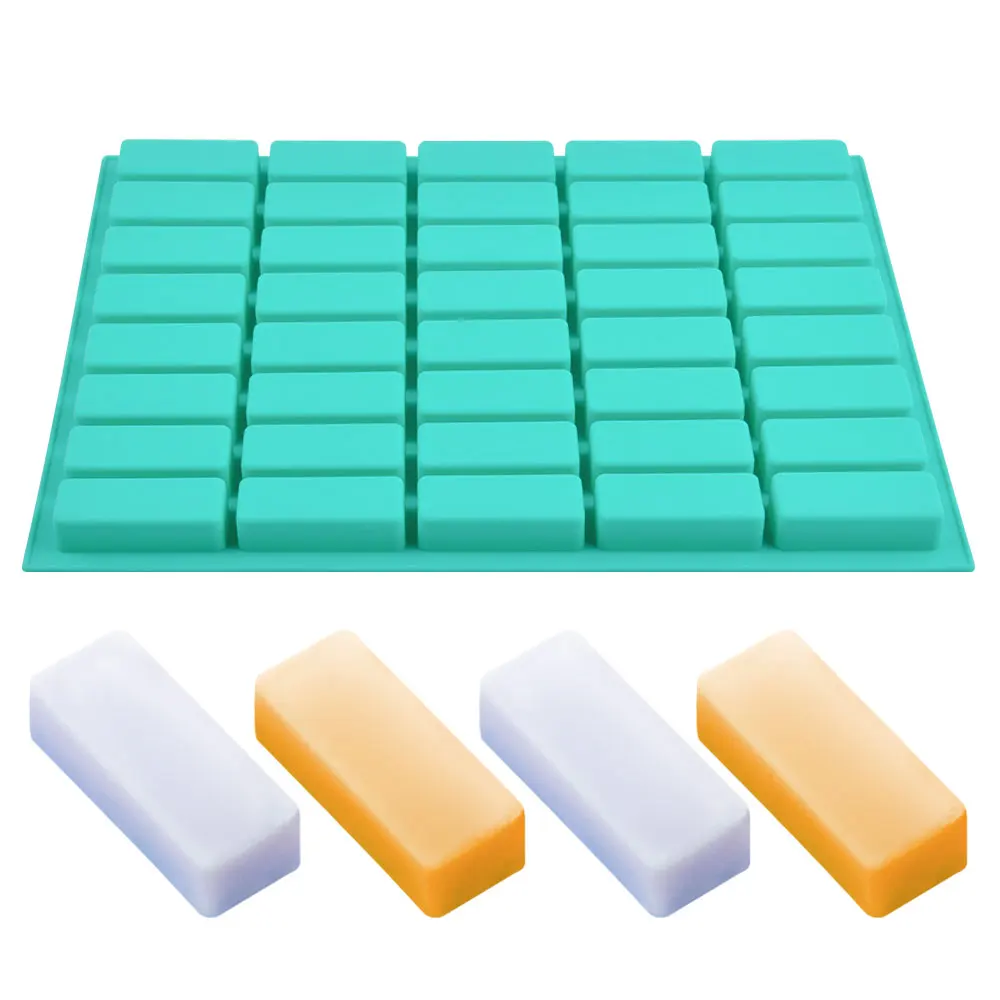 40 cavidad rectangular barra de jabón molde de silicona para DIY jabón haciendo pequeños moldes de jabón