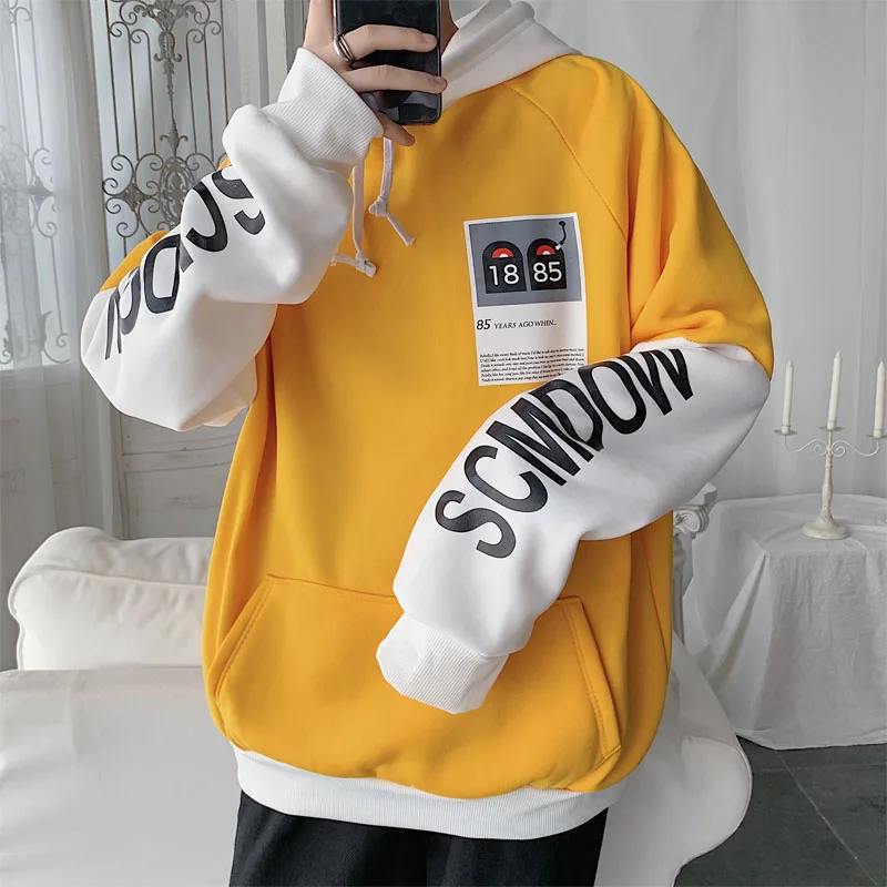 Harajuku Hit color Patchwork hoodies Korean version popular Loose brief All-match sweatshirt Oversized black hip hop streetwear Harajuku Hit color Patchwork hoodies Korean version popular Loose brief All-match sweatshirt Oversized black hip hop streetwear