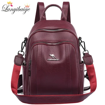 

2020 New Women Backpacks High Quality Leather School Backpack Vintage Shoulder Bags for Women Large Travel Backpacks School Bags