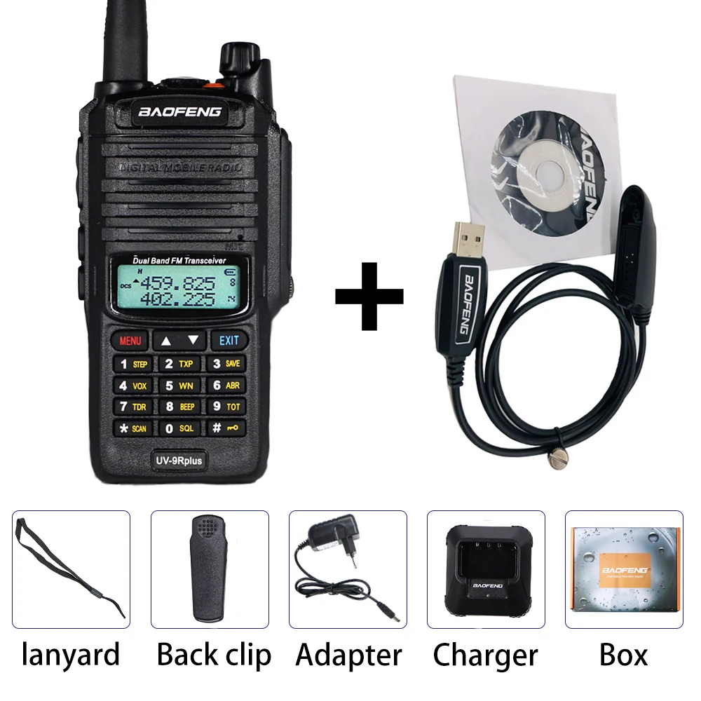 10 Вт Водонепроницаемый Baofeng UV-9R Plus двухдиапазонный FM КВ трансивер портативный CB Ham Радио UV 9R Plus UV9R двухстороннее радио - Цвет: Add1 cable