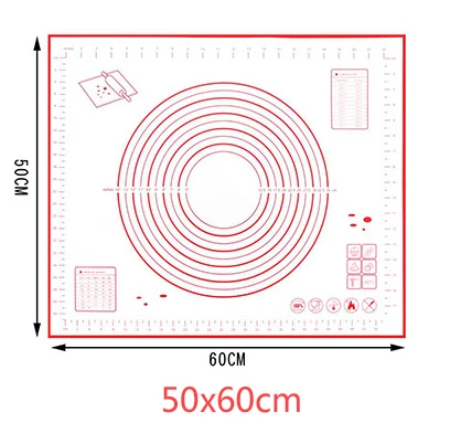 Многоразовый силиконовый коврик для выпечки Эко-коврик для раскатки теста большой антипригарный коврик для духовки Кондитерские аксессуары инструменты новые - Цвет: 50x60cm Red