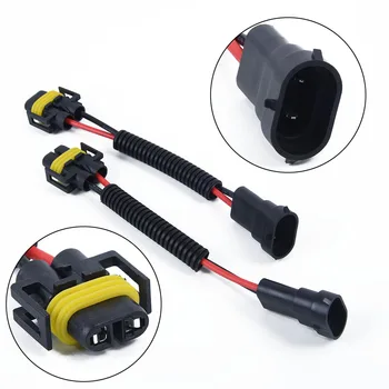

PVC Harness Nylon Wiring Plugs Pre-wired 2pcs H11 H8 H9 Headlights Fog Lights Extension Wire Sockets