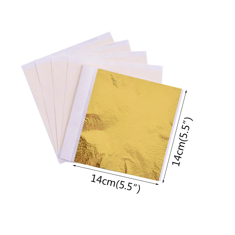 14*14cm 100Pcs Imitation Silver Gold Leaf Paper Gold Foil Sheets Gilding Copper Foil Papers Leaf Leaves Sheets DIY Craft Decor