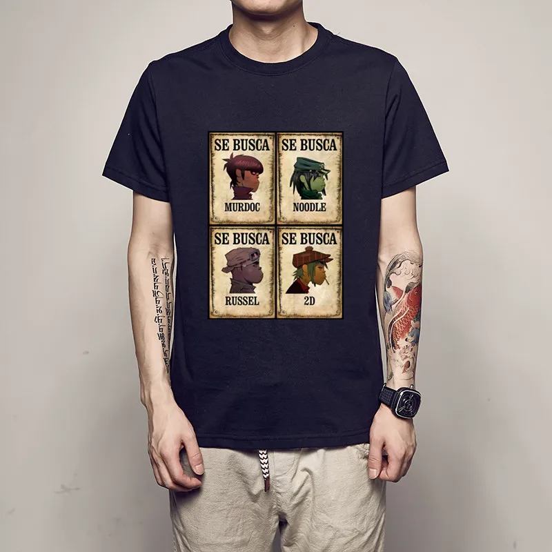 Модный черный бренд 2020 летняя футболка Gorillaz с музыкальным браслетом хлопковые