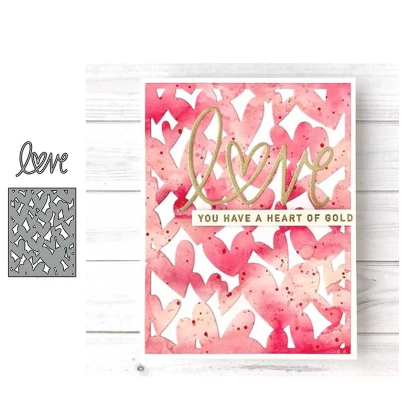 

JC Love Rectangular Heart Metal Cutting Dies for Scrapbooking Dies Cut Craft Stencil DIY Cards Making Model Template Decoration