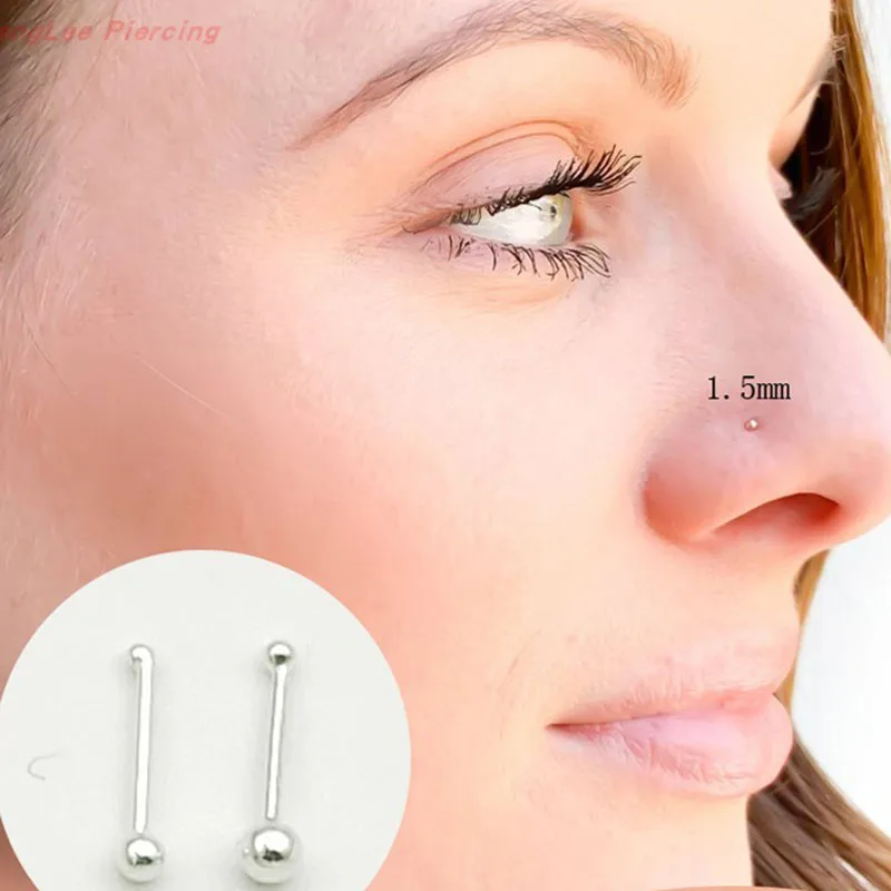 925 Silver Gold Bean Ball Nose Stud Piercing For Men Women Punk Simple