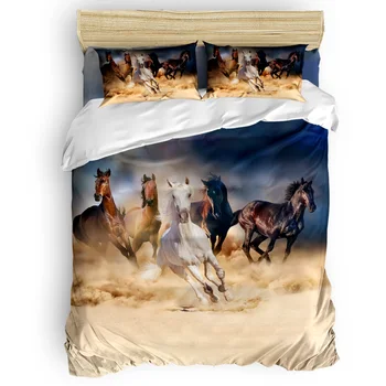 

Comforter Bedding Sets Animal Gallop Horse Bedding Set Home Duvet Cover 4 Pcs Luxury Bedding