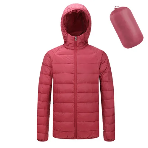 IN-YESON бренд зимнее белое пуховое пальто для мужчин с капюшоном водонепроницаемый ультра легкий пуховик Мужская ветрозащитная теплая парка для мужчин - Цвет: RED