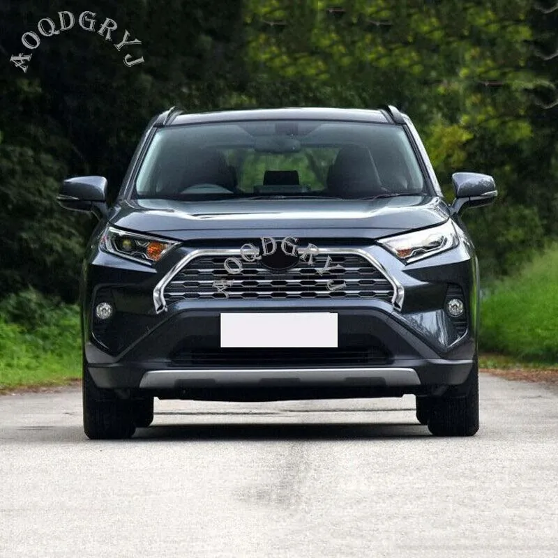 Аксессуары для стайлинга автомобилей ABS Хром Передняя решетка решетки рельефная Накладка для отделки полосы для Toyota Rav4