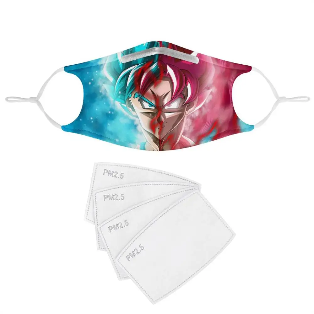 

4Pcs PM2.5 Filter Gas Masks Dragon Ball Women Men Anti-dust Masks Fashion Washable Reusable Face Mask Non-disposable Moth Mask