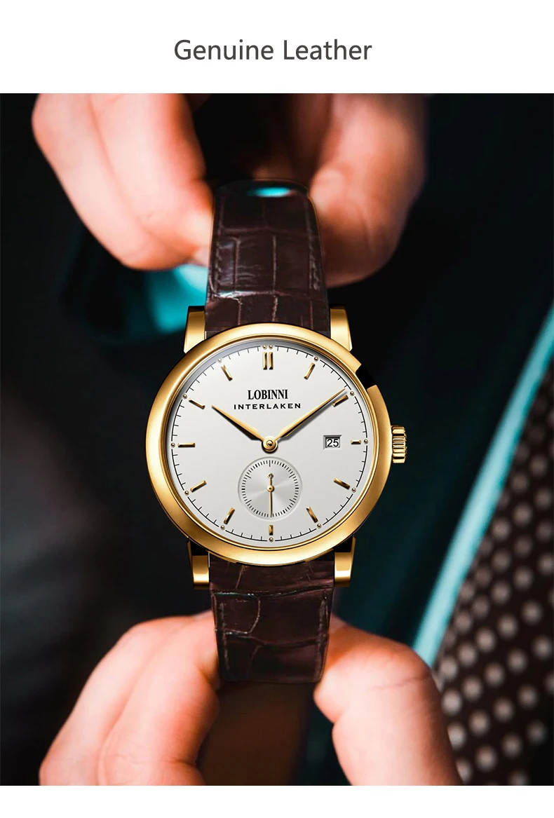 Switzerland LOBINNI Top Luxury Brand Seagull Automatic Mechanical Men's Watches Sapphire 50M Waterproof Ultra-thin Clocks L6013M