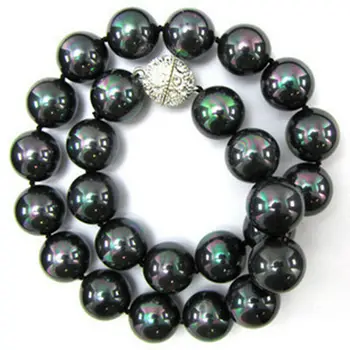 

12mm Natural Black South Sea Shell Pearl Necklace 18"AAA+