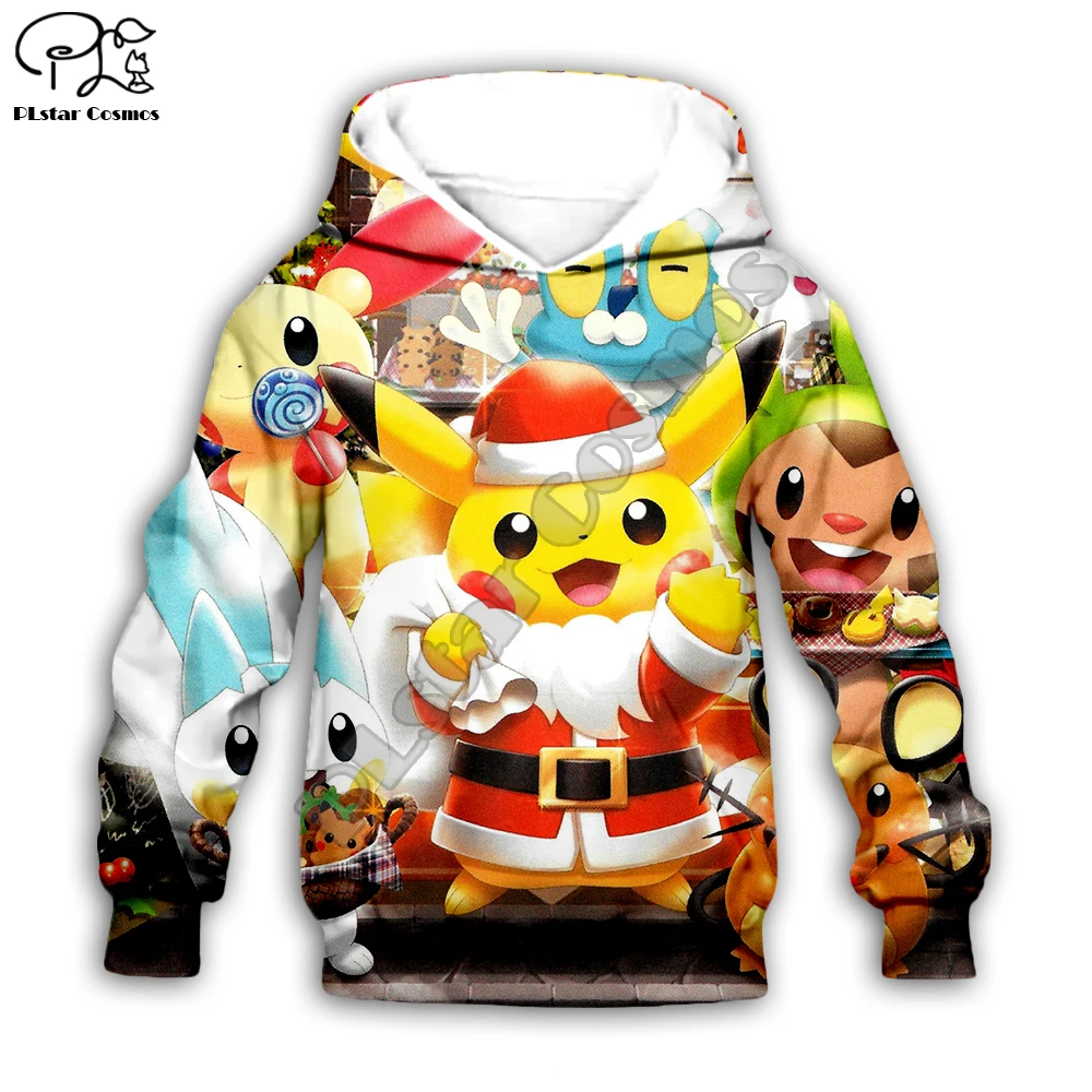 Kids Children Clothes Merry Christmas pikachu 3D Hoodie baby boy Girl pokemon print Pullover cartoon Long Sleeve Sweatshirt suit