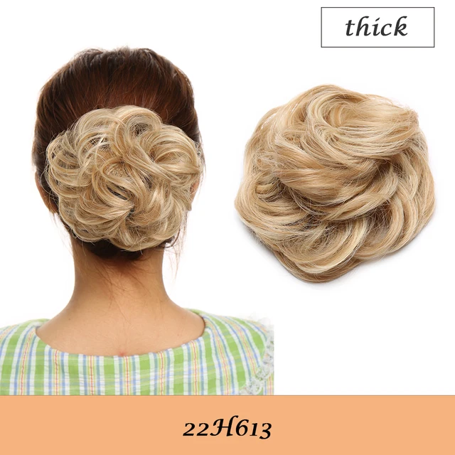 HAIRRO 80g Straight Donut Chignon Hairpieces Synthetic Ombre Elastic Updo Chignon Fluffy Messy Scrunchies Hair Bun For Women 22H613-38g