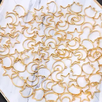 

90Pcs Cat Moon Star Resin Frame Open Bezels Setting Blank Pendant Jewelry Making 1XCA