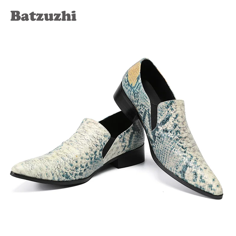 Batzuzhi/итальянские Модные Мужские модельные туфли, питоновый узор, кожаные мужские деловые туфли в деловом стиле, Мужская Свадебная обувь, US12