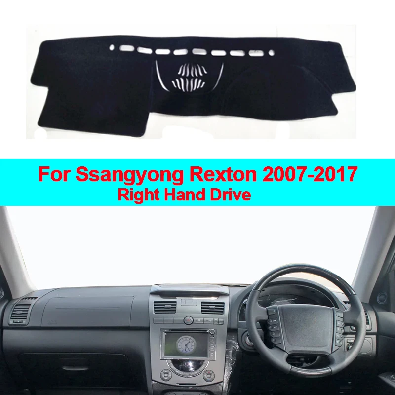 쌍용 렉스턴 2007-2017 LHD RHD Sunshade 대시 보드 커버 Auto Sun DashMat 용 2 LayerCar 대시 보드 커버 대시 매트 카펫