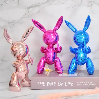 

Nordic Rabbit Balloon Resin Art Crafts Desktop Ornament Gift Home Office Restaurant Decoration