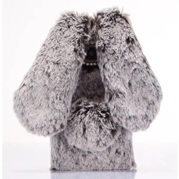 3D игрушка кролик чехол для Samsung Galaxy A3 A5 A7 J1 J3 J5 J7Prime высокое качество искусственные из меха кролика с TPU Защитный чехол - Цвет: dark gray