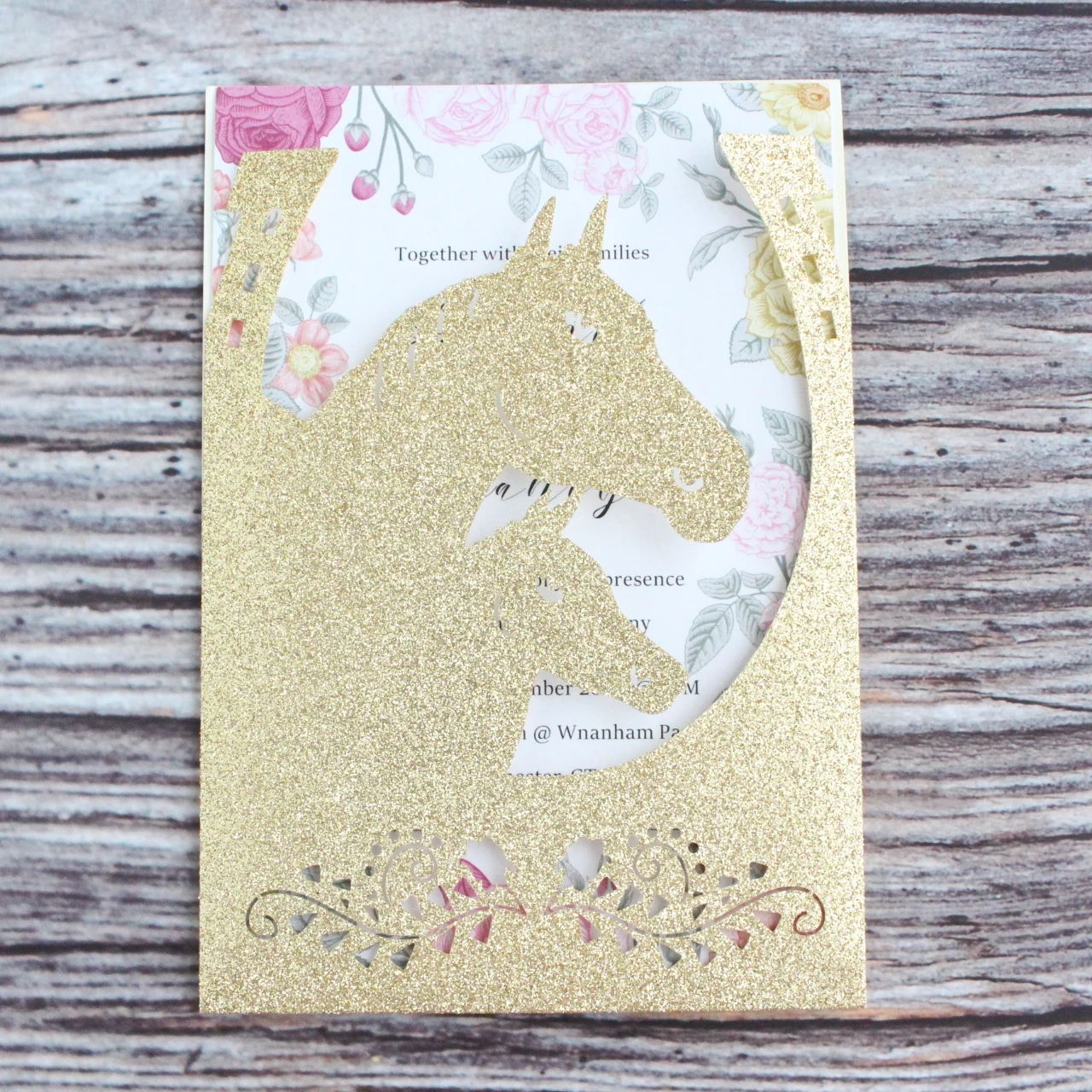 Carte D Invitation Decoupee Au Laser Avec Cheval Scintillant Enveloppe D Anniversaire Fournitures De Cartes De Mariage Pour Thanksgiving Aliexpress