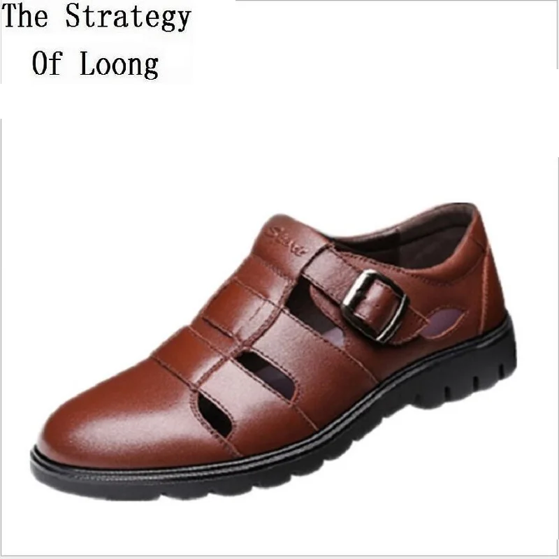 Summer New European America Style Buckle Belt Breathable Hollow Men Business Sandals Round Toe Male Casual Shoes 20200623 | Обувь