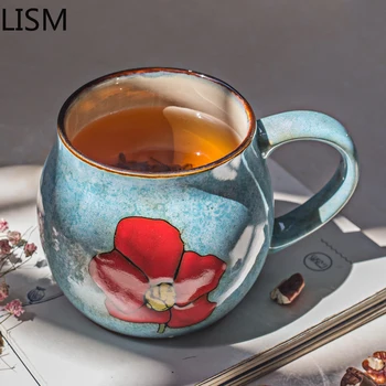 

Japanese Chinese Coffee Mugs Ceramic with Wooden Spoon Creative Mug with Handle Personalised Travel Mug Taza Christmas Mugs Gift