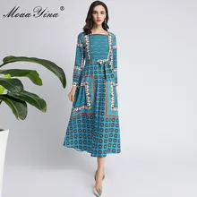 MoaaYina, модное дизайнерское платье, весна-осень, женское платье, длинный рукав, Инди фолк, принт, тонкие, элегантные платья