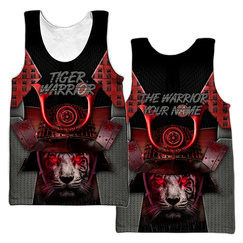 Cloocl Samuraj Armor Oni Maska Tatuaż Kamizelka 3D Drukowane Mężczyźni Podkoszulki Harajuku Moda Koszulka Bez Rękawów Streetwear Unisex Tank-Top